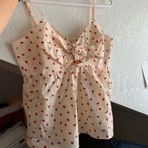 Madewell Strawberry tie-knot top